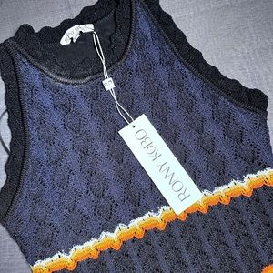 Torn by Ronny Kobo Black and Orange Midi Dress